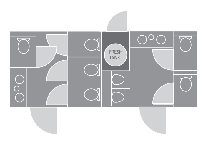 8 person restroom trailer layout