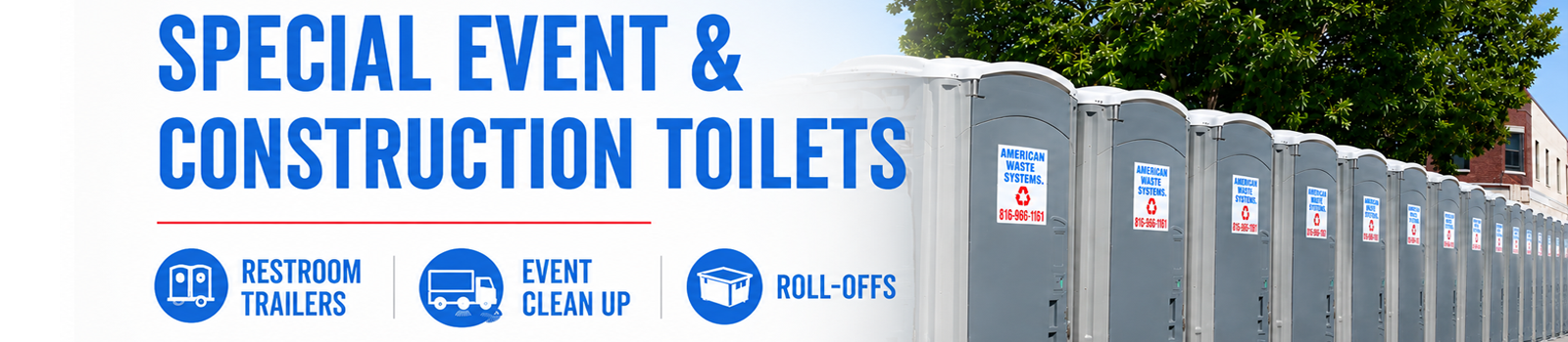 special event and construction portable toilets, restroom trailers and event sweeping in kansas city